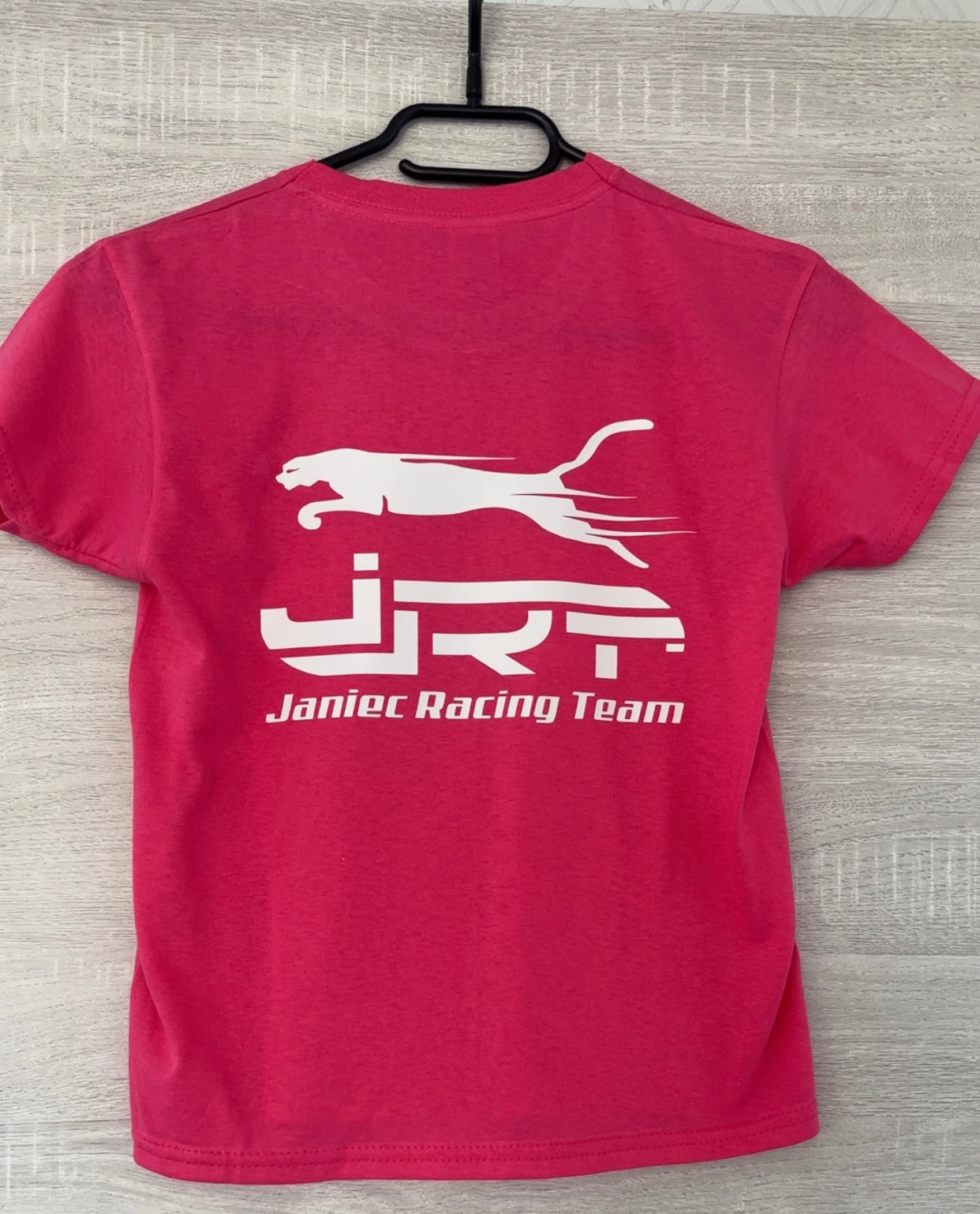 Tee-shirt enfant rose flocage blanc