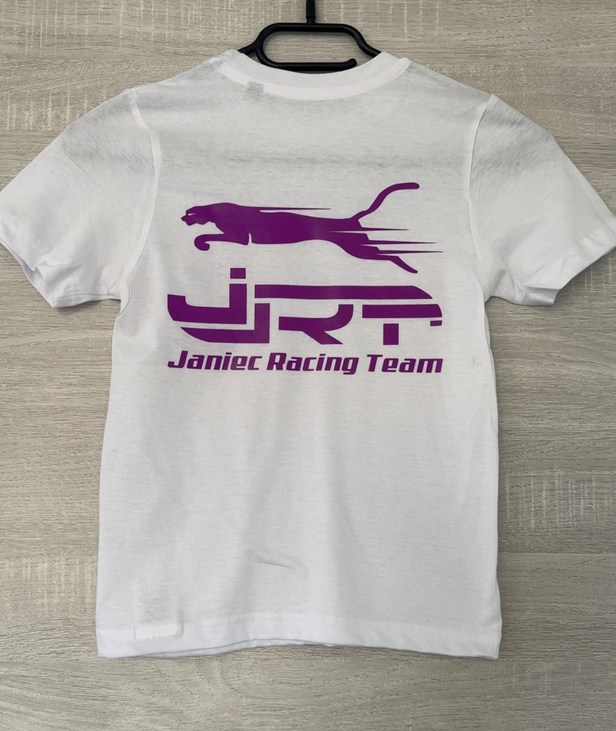 Tee-shirt enfant blanc flocage violet