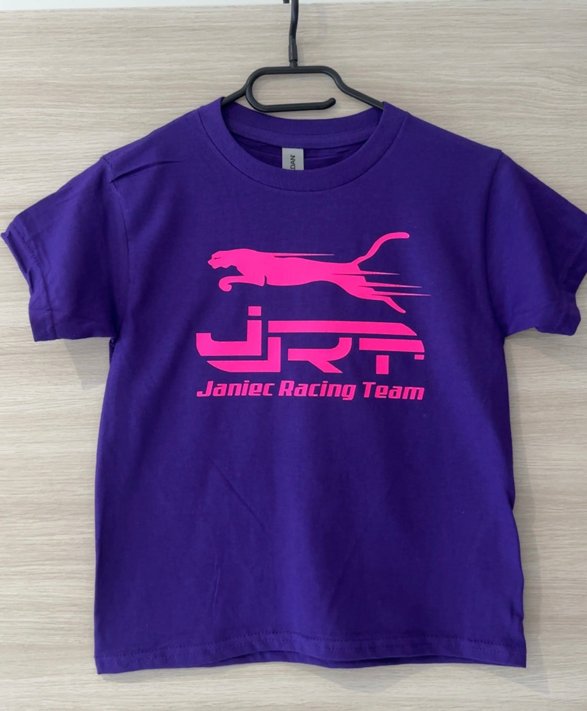 Tee-shirt enfant violet flocage rose