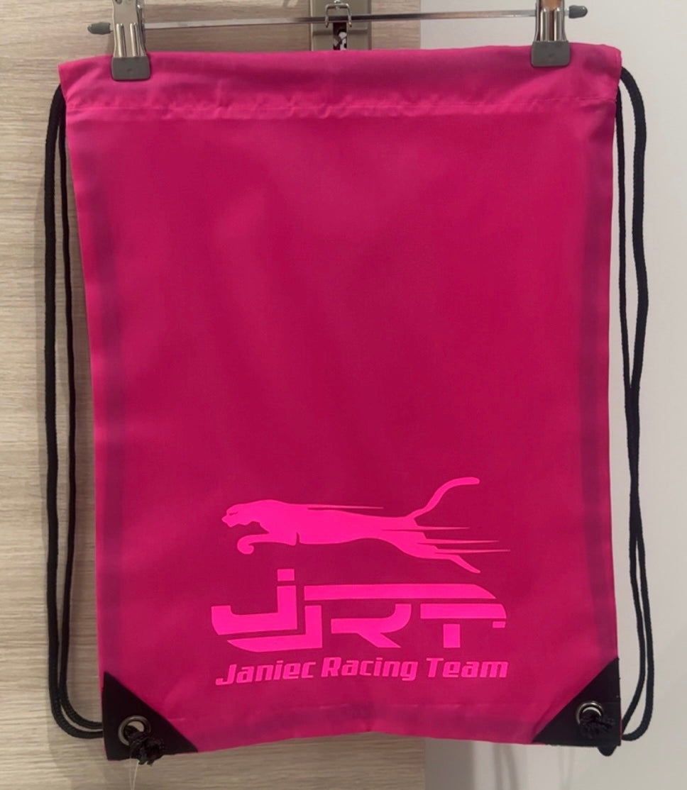 Sac cordelettes rose flocage rose fluo