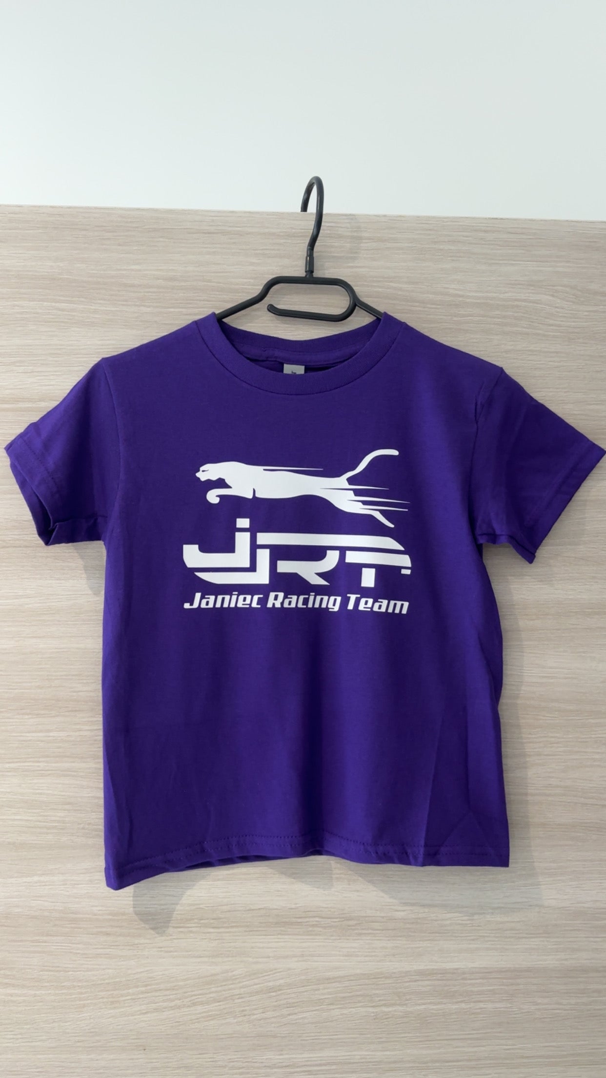 Tee-shirt enfant violet flocage blanc