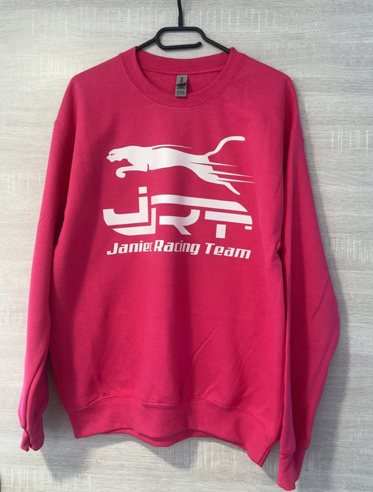 Pull rose flocage blanc