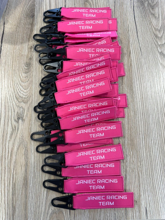Porte-clefs rose JRT mousqueton