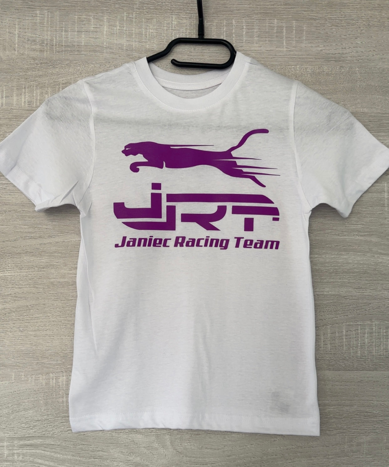 Tee-shirt enfant blanc flocage violet