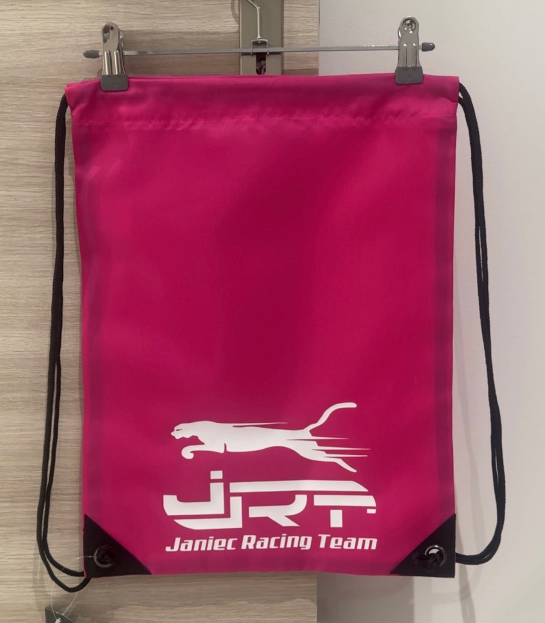 Sac cordelettes rose flocage blanc