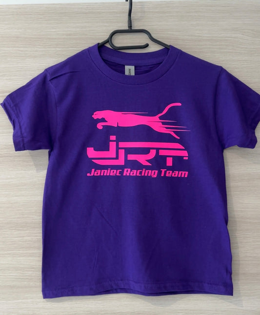 Tee-shirt enfant violet flocage rose