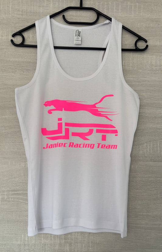 Débardeurs blanc flocage rose fluo