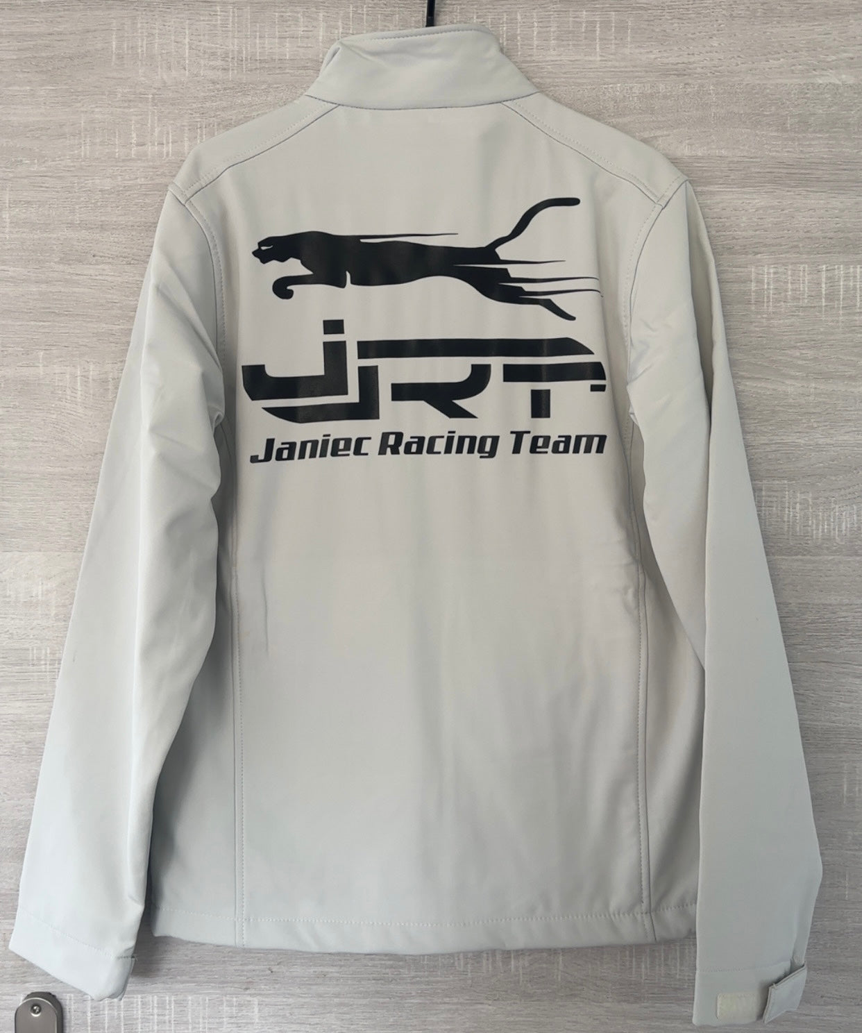 Veste blanc perlé - flocage noir