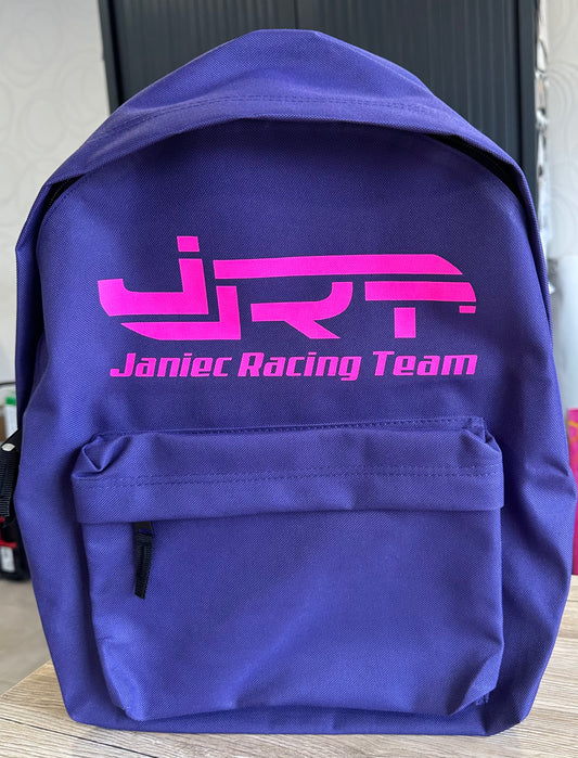 Sac à dos violet flocage rose fluo